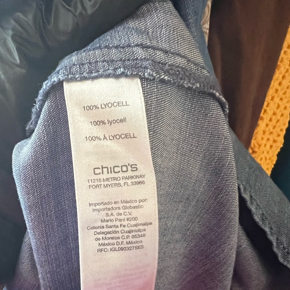 Chico’s Lyocell 4/XL Flare Bell Sleeve Top Women Chambray Bohemian Gypsy Casual - Picture 7 of 9